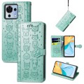 For ZTE Blade V50 Vita Cat and Dog Embossed Leather Phone Case(Green)