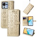 For ZTE Blade V50 Vita Cat and Dog Embossed Leather Phone Case(Gold)