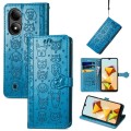 For ZTE Blade A33S Cat and Dog Embossed Leather Phone Case(Blue)