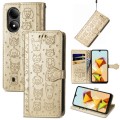 For ZTE Blade A33S Cat and Dog Embossed Leather Phone Case(Gold)