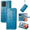 For ZTE Blade A73 4G Cat and Dog Embossed Leather Phone Case(Blue)