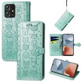 For ZTE Blade A73 4G Cat and Dog Embossed Leather Phone Case(Green)