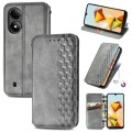 For ZTE Blade A33S Cubic Grid Pressed Magnetic Leather Phone Case(Grey)