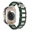 For Apple Watch SE 2023 44mm Rubber Stainless Steel Magnetic Watch Band(Green+Silver)