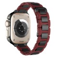 For Apple Watch Ultra 2 49mm Rubber Stainless Steel Magnetic Watch Band(Wine+Black)