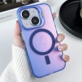 For iPhone 14 MagSafe Lens Holder PC Hybrid TPU Phone Case(Blue)