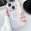 For iPhone 14 Plus MagSafe Lens Holder PC Hybrid TPU Phone Case(White)
