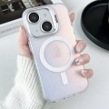 For iPhone 15 MagSafe Lens Holder PC Hybrid TPU Phone Case(White)