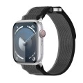 For Apple Watch Series 9 45mm Double Hook and Loop Faster Nylon Watch Band(Black+Grey)