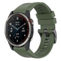 For Garmin Quatix 7 Pro Solid Color Black Buckle Silicone Quick Release Watch Band(Dark Green)