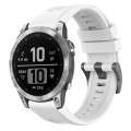For Garmin Fenix 7 Pro Solid Color Black Buckle Silicone Quick Release Watch Band(White)