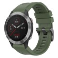 For Garmin Fenix 6 GPS Solid Color Black Buckle Silicone Quick Release Watch Band(Dark Green)