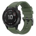 For Garmin Fenix 6 Pro GPS Solid Color Black Buckle Silicone Quick Release Watch Band(Dark Green)