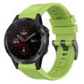 For Garmin Fenix 5 / Fenix 5 Plus Solid Color Black Buckle Silicone Quick Release Watch Band(Lime gr