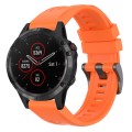 For Garmin Fenix 5 / Fenix 5 Plus Solid Color Black Buckle Silicone Quick Release Watch Band(Orange)