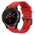 For Garmin Fenix 5 / Fenix 5 Plus Solid Color Black Buckle Silicone Quick Release Watch Band(Red)