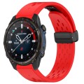 For Garmin Descent MK3i 43mm 20mm Holes Magnetic Folding Buckle Silicone Watch Band(Red)