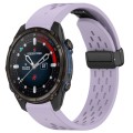 For Garmin Descent MK3i 43mm 20mm Holes Magnetic Folding Buckle Silicone Watch Band(Purple)