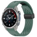 For Garmin Descent MK3 43mm 20mm Holes Magnetic Folding Buckle Silicone Watch Band(Dark Green)