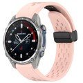 For Garmin Descent MK3 43mm 20mm Holes Magnetic Folding Buckle Silicone Watch Band(Pink)