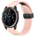 For Garmin Quatix 7 Pro 22mm Holes Magnetic Folding Buckle Silicone Watch Band(Pink)