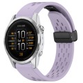 For Garmin Epix Pro 42mm 20mm Holes Magnetic Folding Buckle Silicone Watch Band(Purple)