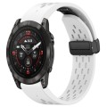 For Garmin Epix Pro 51mm Holes Magnetic Folding Buckle Silicone Watch Band(White)
