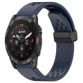 For Garmin Epix Pro 51mm Holes Magnetic Folding Buckle Silicone Watch Band(Midnight)