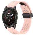 For Garmin Epix Pro 51mm Holes Magnetic Folding Buckle Silicone Watch Band(Pink)
