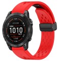 For Garmin Epix Pro 47mm 22mm Holes Magnetic Folding Buckle Silicone Watch Band(Red)