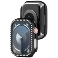 For Apple Watch SE 2022 44mm Diamond Hollow PC Watch Case(Black)