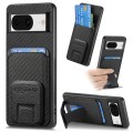 For Google Pixel 6 Pro Carbon Fiber Card Bag Fold Stand Phone Case(Black)