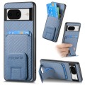 For Google Pixel 7 Carbon Fiber Card Bag Fold Stand Phone Case(Blue)