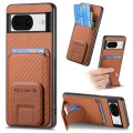 For Google Pixel 7a Carbon Fiber Card Bag Fold Stand Phone Case(Brown)