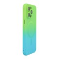 For iPhone 13 Pro ENKAY Hat-Prince MagSafe Rainbow Gradient Silicone Phone Case with Lens Film(Green