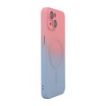 For iPhone 13 ENKAY Hat-Prince MagSafe Rainbow Gradient Silicone Phone Case with Lens Film(Pink Blue