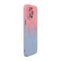 For iPhone 14 Pro ENKAY Hat-Prince MagSafe Rainbow Gradient Silicone Phone Case with Lens Film(Pink