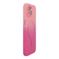 For iPhone 14 ENKAY Hat-Prince MagSafe Rainbow Gradient Silicone Phone Case with Lens Film(Pink Rose