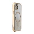 For iPhone 13 ENKAY Hat-Prince Magnetic Glitter Plated Shockproof Phone Case with Lens Film(Golden)