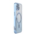 For iPhone 15 ENKAY Hat-Prince Magnetic Glitter Plated Shockproof Phone Case with Lens Film(Blue)