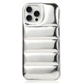 For iPhone 15 Pro Laser Aurora Down Jacket All-inclusive Phone Case(Silver)