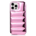 For iPhone 15 Pro Max Laser Aurora Down Jacket All-inclusive Phone Case(Pink)