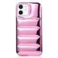 For iPhone 12 Laser Aurora Down Jacket All-inclusive Phone Case(Pink)
