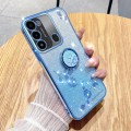 For Tecno Spark GO 2022 Gradient Glitter Immortal Flower Ring All-inclusive Phone Case(Blue)