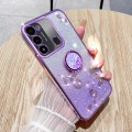 For Tecno Spark GO 2022 Gradient Glitter Immortal Flower Ring All-inclusive Phone Case(Purple)