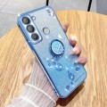 For Tecno Pop 5 LTE Gradient Glitter Immortal Flower Ring All-inclusive Phone Case(Blue)