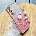 For Tecno Pop 5 LTE Gradient Glitter Immortal Flower Ring All-inclusive Phone Case(Pink)