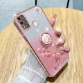 For Tecno Spark GO 2020 Gradient Glitter Immortal Flower Ring All-inclusive Phone Case(Pink)
