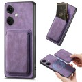 For OnePlus Nord CE3 Retro Leather Card Bag Magnetic Phone Case(Purple)