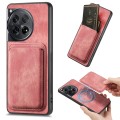 For OnePlus 12 5G Retro Leather Card Bag Magnetic Phone Case(Pink)